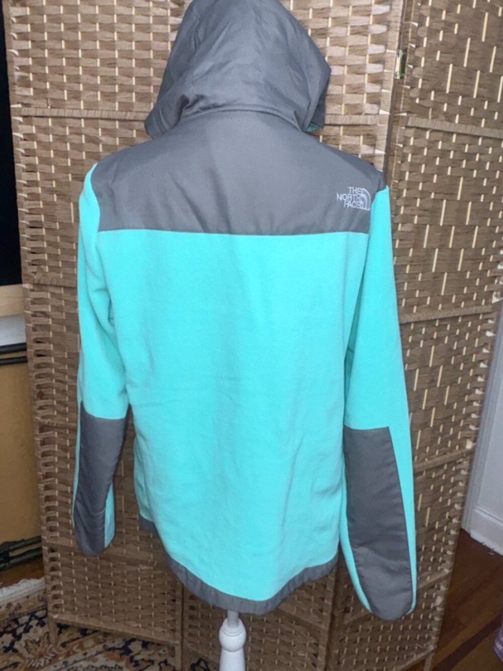 LIKE NEW The North Face Full-Zip Hooded Denali Fleece Polartek Teal Aqua XXL - Picture 3 of 11